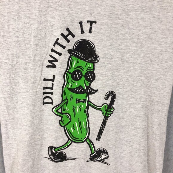 Dill With It Tee Shirt Heather Gray Pickle Cool Size Small - Picture 2 of 3